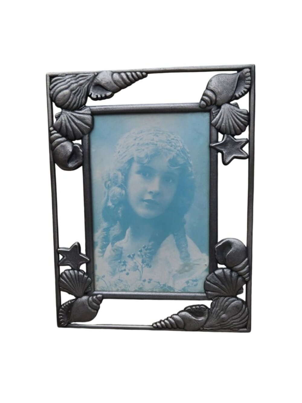 Nautical Photo Frame 4 x 6 Seashells Coastal Cottage Beach House Picture Silver